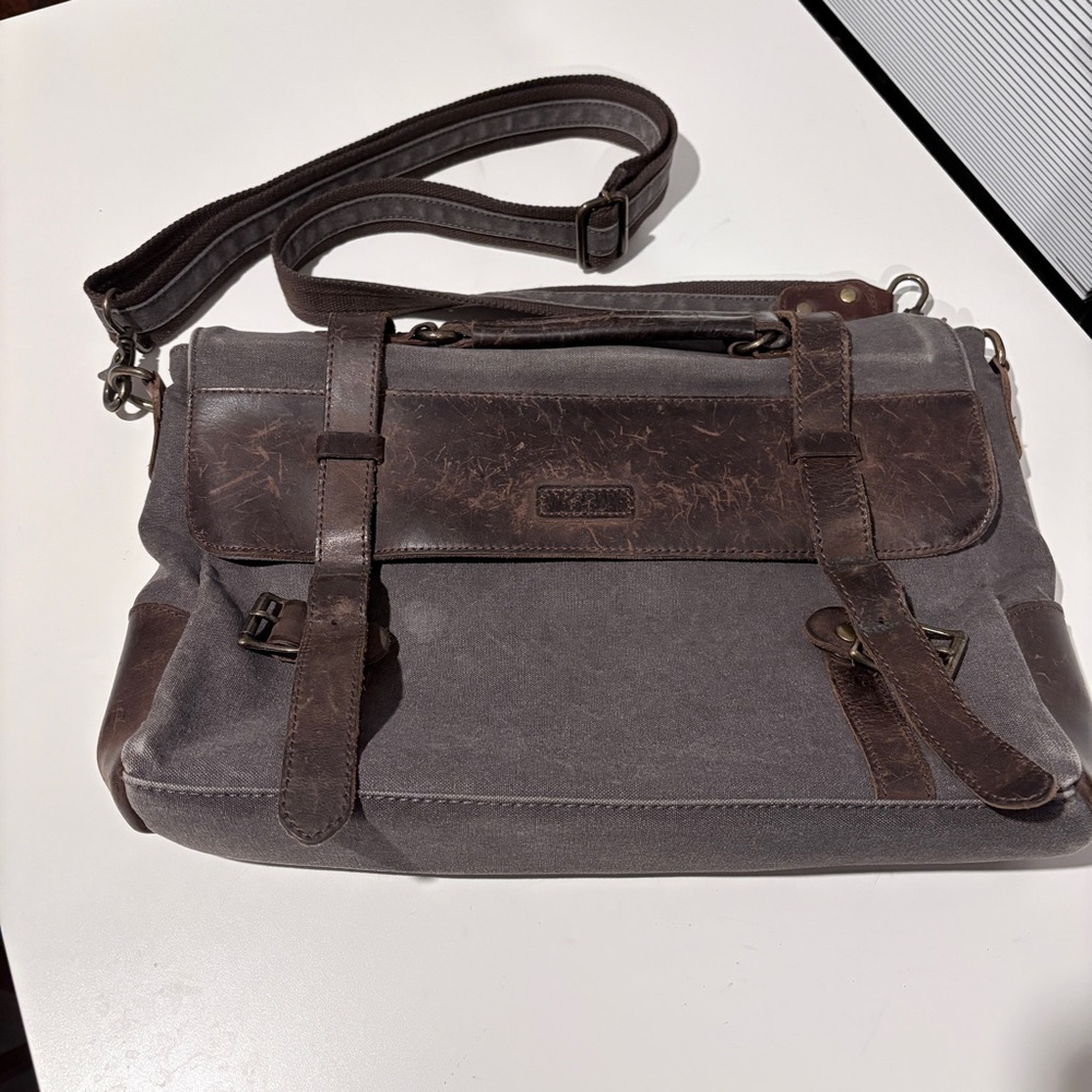 Elegant Gray and Brown Men's Messenger Bag